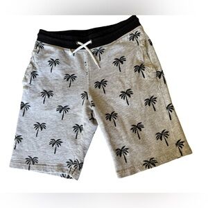 H&M Shorts Youth Kids Size 9-10Y  Gray & Black Palm Trees Pockets Stretch Cotton